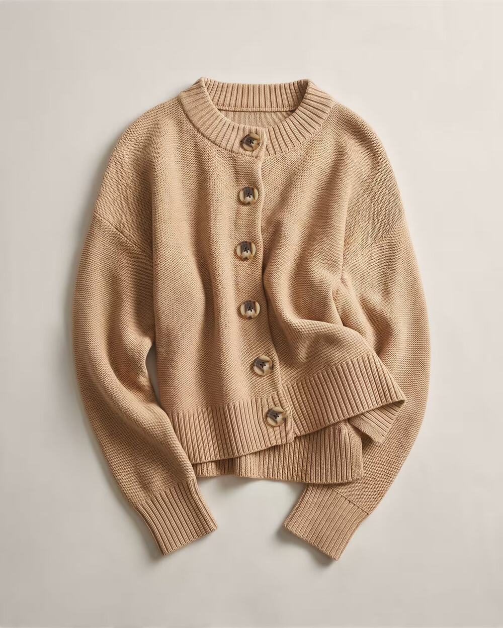 Quince Organic Cotton Cropped Cardigan In Camel